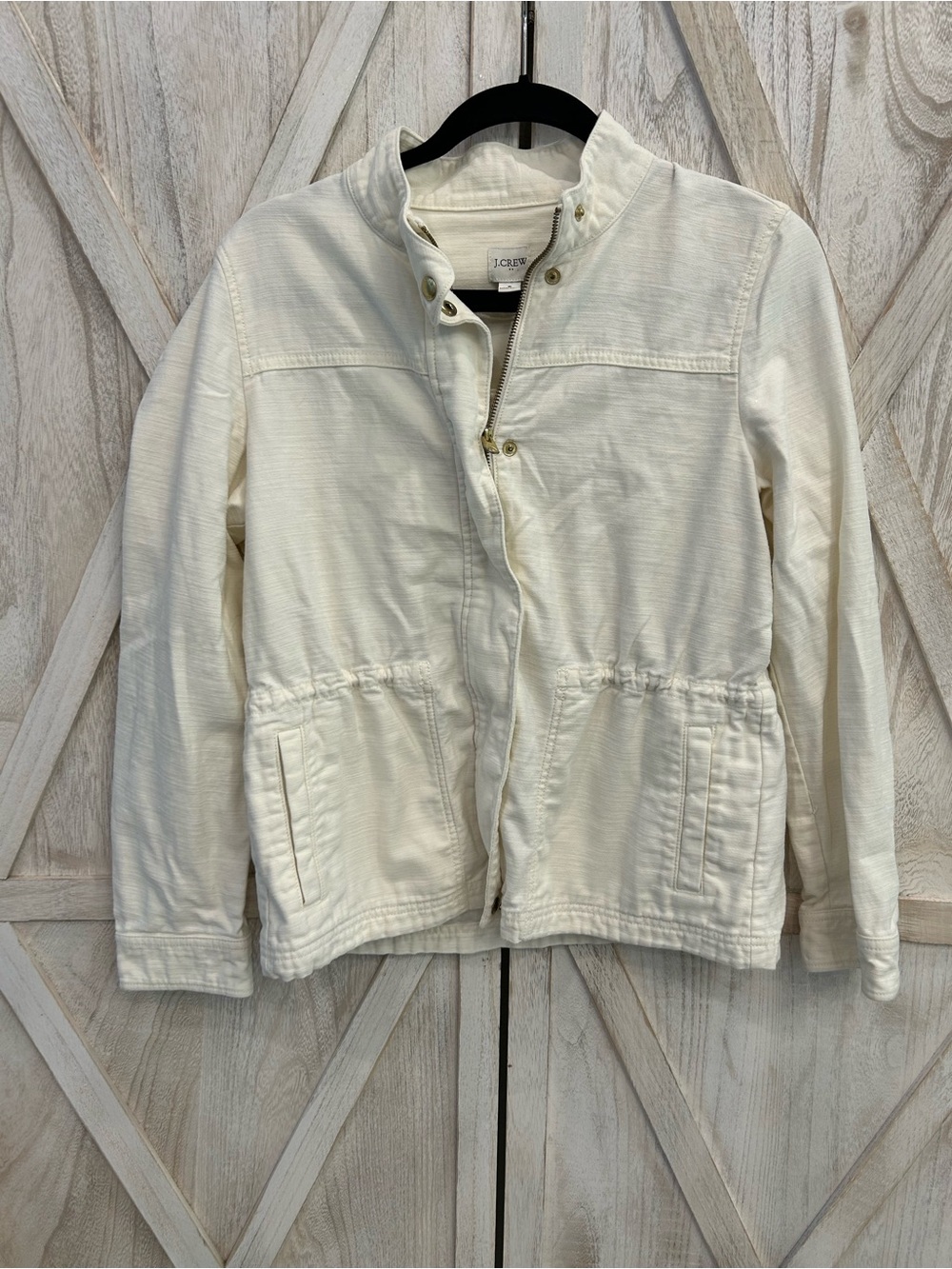J. Crew Cream Drawstring Waist Utility Jacket